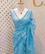 Organza with floral veiny designs - Image 14