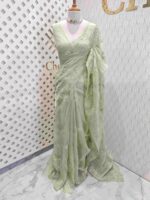 Organza with floral veiny designs - Image 13