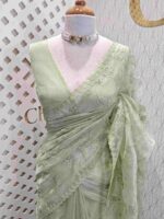 Organza with floral veiny designs - Image 11