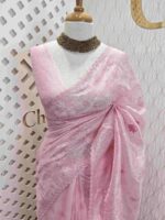 Organza with floral veiny designs - Image 8