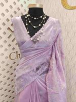 Organza with floral veiny designs - Image 5
