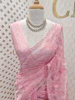 Organza with floral veiny designs - Image 24