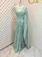 Organza with floral veiny designs - Image 4