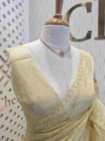 Organza with florals and leafy applique embroidery work - Image 6