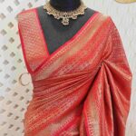 Soft katan with floral and geometric horizontal design
