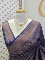Soft katan with 4 petals flower and creepy leaf design - Image 24