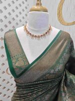 Soft katan with 4 petals flower and creepy leaf design - Image 18