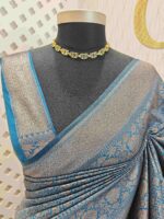 Soft katan with 4 petals flower and creepy leaf design - Image 6