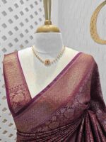 Soft katan with 4 petals flower and creepy leaf design - Image 9