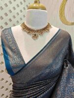 Soft katan with big and small floral designs - Image 10