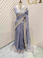 Semi tussar with small diamond shape block prints - Image 19