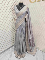 Semi tussar with small diamond shape block prints - Image 16