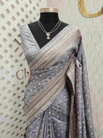 Semi tussar with small diamond shape block prints - Image 14