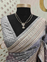 Semi tussar with small diamond shape block prints - Image 15
