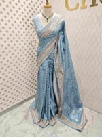 Semi tussar with small diamond shape block prints - Image 13