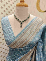 Semi tussar with small diamond shape block prints - Image 12