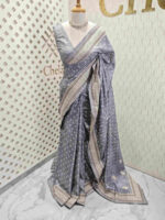 Semi tussar with small bindi like block print - Image 7