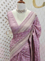 Semi tussar with small bindi like block print - Image 11
