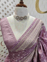 Semi tussar with small bindi like block print - Image 12