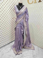Semi tussar with small bindi like block print - Image 10