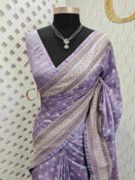 Semi tussar with small bindi like block print - Image 8