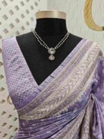 Semi tussar with small bindi like block print - Image 9