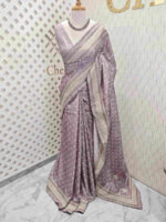 Semi tussar with small bindi like block print - Image 16