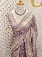 Semi tussar with small bindi like block print - Image 14