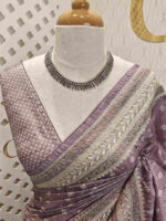 Semi tussar with small bindi like block print - Image 15
