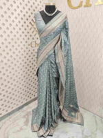 Semi tussar with small bindi like block print - Image 19