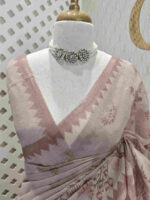 Tissue with big digital flower and leaf design and small temple border - Image 3