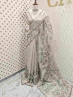 Tissue with big digital flower and leaf design and small temple border - Image 7
