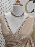 Crushed silk with cut bead, mirror work on scallop border - Image 16