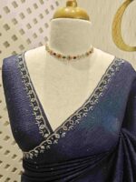 Crushed silk with cut bead, mirror work on scallop border - Image 13