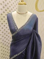 Crushed silk with cut bead, mirror work on scallop border - Image 12
