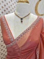 Crushed silk with cut bead, mirror work on scallop border - Image 19