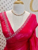Crushed silk with cut bead, mirror work on scallop border - Image 7