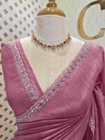 Crushed silk with cut bead, mirror work on scallop border - Image 28