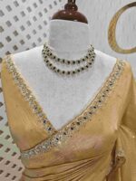 Crushed silk with cut bead, mirror work on scallop border - Image 31