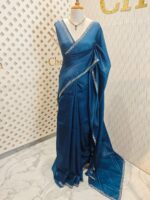 Crushed silk with cut bead, mirror work on scallop border - Image 5