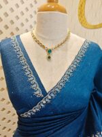 Crushed silk with cut bead, mirror work on scallop border - Image 4