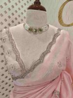 Crushed silk with cut bead and stone work designs and scallop border - Image 12