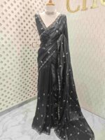 Crushed silk with mirror and cut work buti design - Image 36