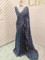 Crushed silk with mirror and cut work buti design - Image 33
