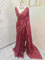 Crushed silk with mirror and cut work buti design - Image 30