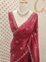 Crushed silk with mirror and cut work buti design - Image 28