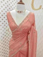 Crushed silk with mirror and cut work buti design - Image 7