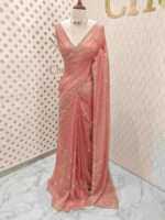 Crushed silk with mirror and cut work buti design - Image 9