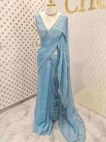 Crushed silk with mirror and cut work buti design - Image 27