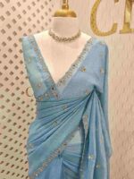 Crushed silk with mirror and cut work buti design - Image 25